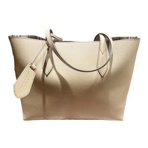 Burberry reversible tote camel colored leather and coated canvas
